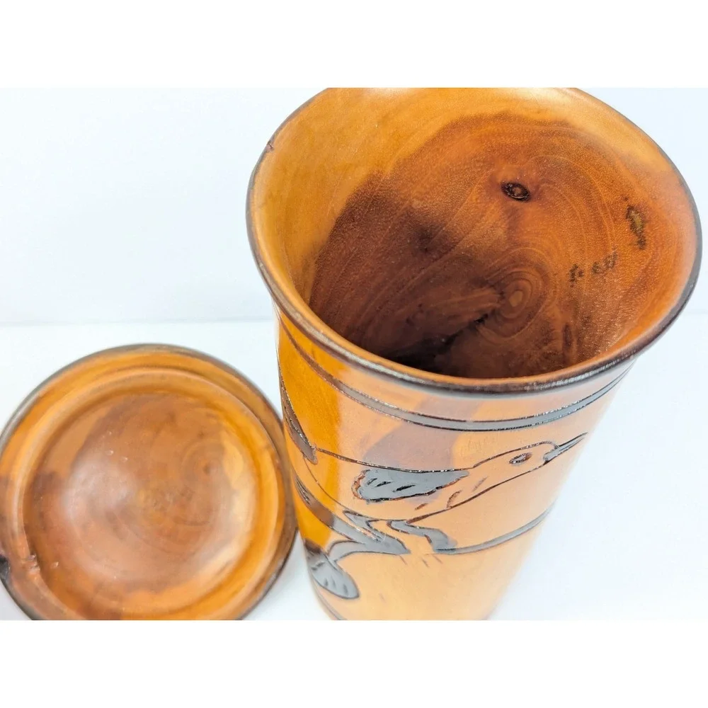 Turned Wood Canister Container with‎ Lid Handmade 8